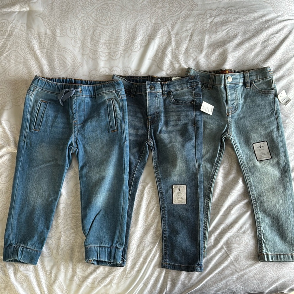 NWT 7 for all Mankind boys 24M denim jean bundle